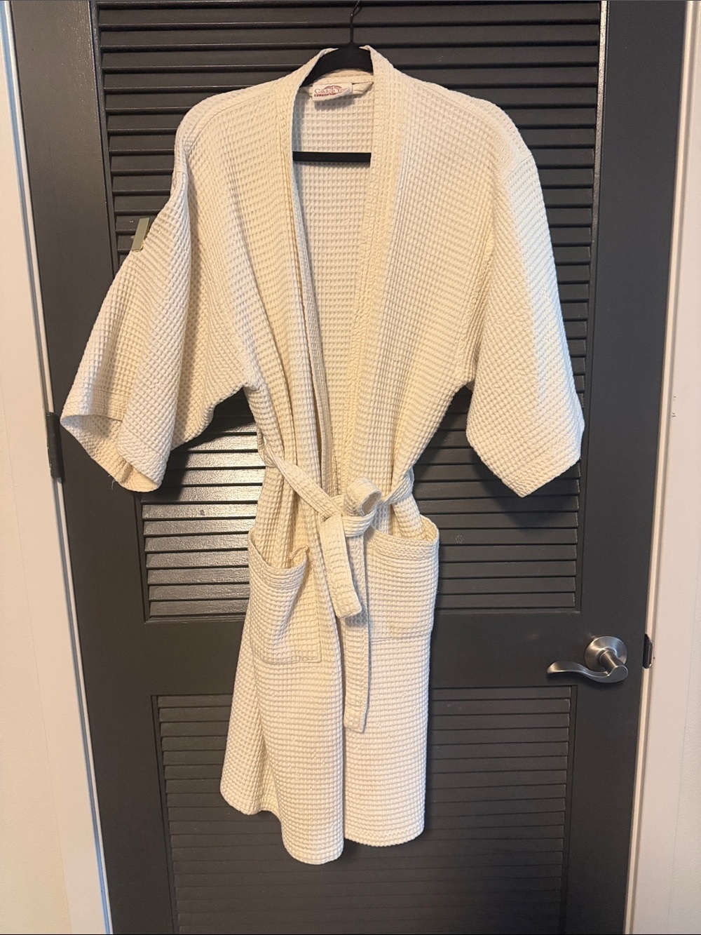 Waffle Knit Cream Robe with Belt